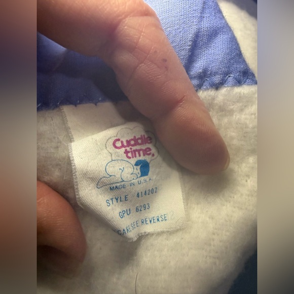 VTG Cuddle Time acrylic baby blanket blue bear appliqué & trim 44x35 inches - Picture 4 of 5